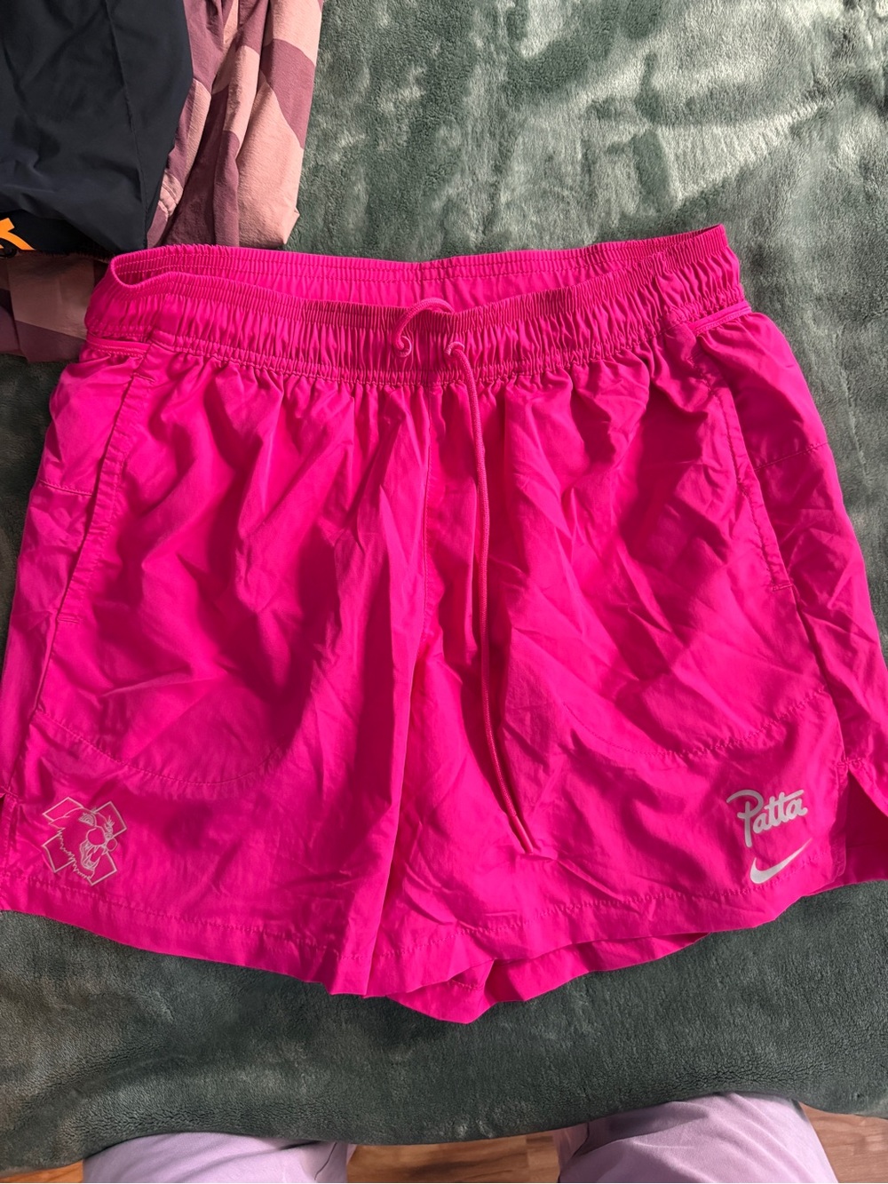 Patta Men's Athletic Shorts in Hot Pink with Logo